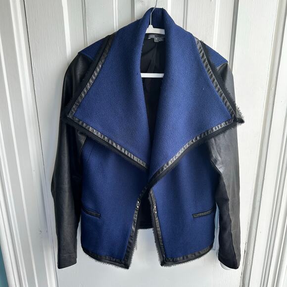 Vince Leather Sleeve Boucle Jacket - Picture 2 of 9